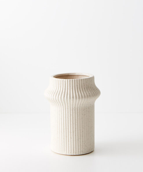 Ivory Linear Ceramic Vase 15.5cm